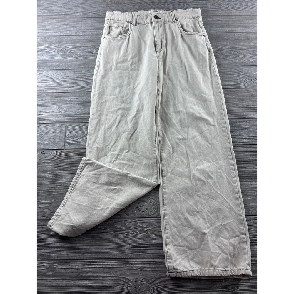 Cotton On Low Rise Baggy Jeans Cream Wide Leg Denim Pants 6 US 10 AU 38 EU